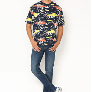 เสื้อยืดกีฬาผู้ชายแขนสั้นผ้าโพลีเอสเตอร์พิมพ์ลายแบบซับลิเมชั่นคุณภาพสูง OEM แบบกำหนดเอง แห้งเร็ว ลายตัวอักษร ทรงโอเวอร์ไซส์ - Product Image 5