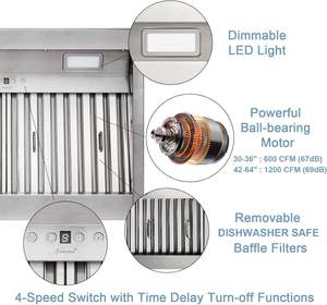 พร้อมจัดส่ง เครื่องดูดควันแบบฝังขนาด 60 นิ้ว ดูดควันแรงพิเศษ เงียบเป็นพิเศษ พร้อมท่อระบายอากาศ ทำจากสแตนเลส สำหรับเตาครัว - Product Image 4