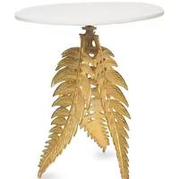 Mesa Auxiliar Redonda Moderna de Mármol con Base de Pedestal de Metal Dorado, Decoración Elegante para el Hogar a Precio Económico