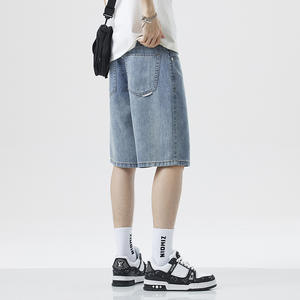 Özel erkekler Streetwear fermuar Fly şort moda Baggy erkek Denim yarım pantolon artı boyutu erkek gevşek kot şort - Product Image 2