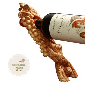 Soporte para Botellas de Vino de Madera de Olivo Tallado a Mano, Diseño de Viñedo, Estilo Art Deco, Hecho a Mano en Belén - Product Image 1