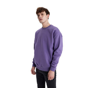 Sudadera de lana de algodón 100% personalizada para hombre, cuello redondo, manga larga, diseño novedoso para la temporada de invierno, colocación del logotipo frontal, patrón sólido - Product Image 2