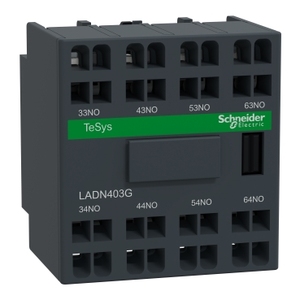 Per SCHNEIDER ELECTRIC LADN403G TeSys Deca Blocco Contatti Ausiliari 4NO Montaggio Frontale con Terminali a Molla Conforme EN 50012 - Product Image 1