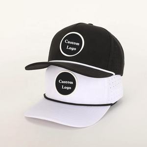 Casquette de camionneur à 5 panneaux, faible MOQ, patch en cuir personnalisé, logo brodé 3D, casquette de papa, casquette de baseball sportive, casquette de golf imperméable avec cordon - Product Image 1