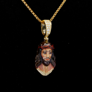 Colgante de hip hop de Jesús, busto completo en diamantes de moissanita de corte brillante redondo con oro sólido de 10kt - Product Image 3