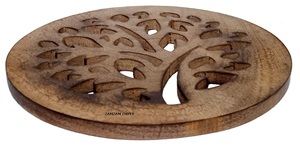 Tree Cutout Wooden Teapot <b>Trivet</b> Handmade Natural <b>Wood</b> Heat-Resistant Coaster for Table and Kitchen Decor - Product Image 3