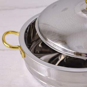 Luxury Gold Plated Stainless <b>Steel</b> Hot <b>Pot</b> Handles Insulated Non-Stick Durable Food Warmer Casserole Premium Table Serving <b>Pot</b> - Product Image 2