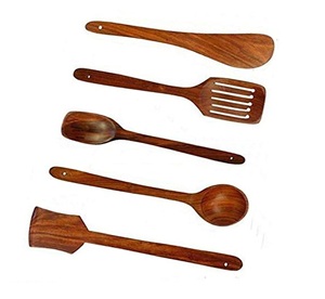 Ensemble de couverts en bois et de service à salade Mirha International Handicraft, 2 pièces, taille M, fabriqué en Inde - Product Image 1