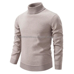 Sudadera de cuello alto para hombre de otoño, jerséis de punto de invierno, Jersey cálido para hombre, Top holgado de Color sólido - Product Image 1