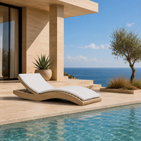 Chaise longue d'extérieur en teck en forme de S, résistante aux intempéries, pour hôtel, bord de piscine, complexe hôtelier, projet de plage