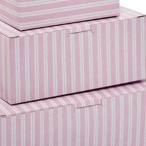 Easy Set-Up Pastry <b>Boxes</b> Pink White Stripes Recycled Cardboard Glossy Lamination Embossing for <b>Snacking</b> Food Featuring Recycled - Product Image 2