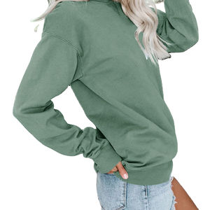 Haute qualité personnalisé lourd polaire éponge broderie surdimensionné col rond pull sweat coton femmes sweats à capuche - Product Image 2