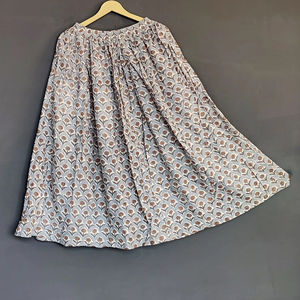 Falda con estampado de bloque de mano de algodón para fiesta en la playa de verano para Niñas para mujer ropa de mujer de cintura Natural transpirable - Product Image 1