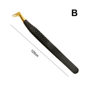 Pinzas de extensión de pestañas de acero inoxidable negro profesional Pinzas de pestañas de punta de fibra de belleza de alta cantidad con etiqueta privada - Product Image 3