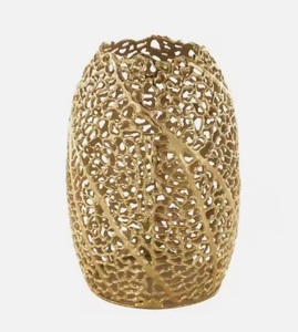 Vase à fleurs en métal doré personnalisé fabriqué à la main style moderne décoration de table en acier pour les mariages - Product Image 4