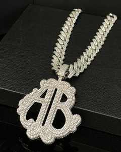 Pendentif en argent sterling 925 pour homme avec diamant moissanite VVS, logo initial, lettre et numéro personnalisés, style hip-hop, bijoux - Product Image 2