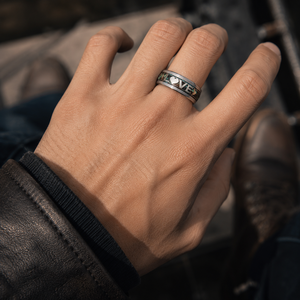 Anillo de Acero Inoxidable con Incrustaciones de Madera y Concha de Abulón con la Inscripción 'I Love You' para Hombre y Mujer, Anillo de Compromiso y Boda, Venta al Por Mayor JLM - Product Image 5