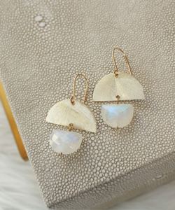 สีรุ้งมูนสโตน925ครึ่งพระจันทร์สีเงินต่างหูแบบโค้งชุบทองสำหรับผู้หญิงดีไซน์เนอร์ห่อลวดทำด้วยมือต่างหูคู่ - Product Image 5