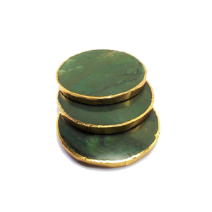 แผ่นรองแก้วคริสตัลคุณภาพสูง ของขวัญทำมือ งานหัตถกรรมหินหยกสีเขียว แผ่นรองแก้วหินธรรมชาติสำหรับเครื่องดื่ม หินบำบัด ขายส่ง - Product Image 5