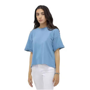 T-shirt à épaules tombantes pour femmes Streetwear 100% Cotton Plain Women's T-Shirts Long for Loose Oversized Tshirt Women - Product Image 1