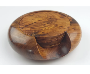 Posavasos de madera natural Thuya Burl, decoración de mesa rústica hecha a mano para comedor, café u oficina, ajuste de la India - Product Image 3