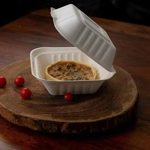 Vente en gros de boîtes à hamburger en bagasse 6x6 compostables et écologiques Emballage à emporter de canne à sucre de qualité pour l'exportation Plats et assiettes de qualité - Product Image 1