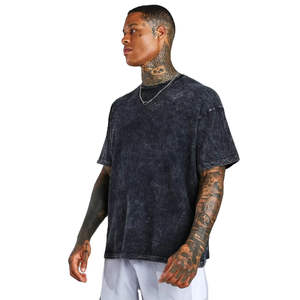 La más nueva camiseta Premium para hombre, Camiseta holgada de gran tamaño con cuello redondo en blanco a la venta, camiseta de lavado ácido personalizada de algodón 100% al por mayor - Product Image 1