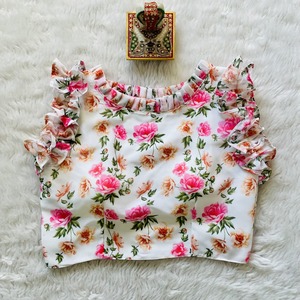 Georgette-Blusa con estampado Floral para fiesta, ropa de fiesta de Color brillante, hecha a mano, con hermoso estampado Floral, 2022 - Product Image 5