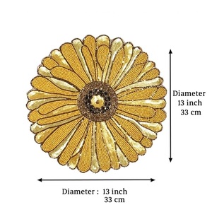 Handcrafted Beautiful <b>Beaded</b> Sunflower Design <b>Placemat</b> for Wedding Christmas & Family Gatherings for Parties - Product Image 2