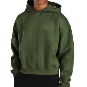 Sweat à capuche unisexe en coton mélangé uni Basics Heavyweight OEM Pullover Drop Shoulder Custom Fleece Sweat à capuche - Product Image 4