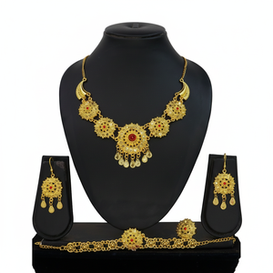 Juego de Joyería Africana Tradicional de Diseño Único con Hojas Africanas, Chapado en Oro de Alta Calidad, Aspecto Lujoso, Moderno y Elegante para Toda la Familia - Product Image 1