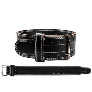 Weightlifting Power Belt-Cowhide Material Non-<b>Slip</b> Closure Professional Protection Heavy Duty Design Lever Buckle - Product Image 5