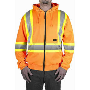 Sudadera CON CAPUCHA DE SEGURIDAD reflectante de alta visibilidad personalizada OEM para hombres Ropa de trabajo a precio de fábrica con rayas reflectantes de material de poliéster - Product Image 1
