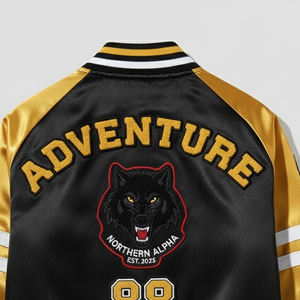 Chaqueta Universitaria de Satén para Hombre con Diseño y Talla Personalizados, Estilo Béisbol, Bordado Chenille, Chaquetas Universitarias de Satén para Hombre - Product Image 6