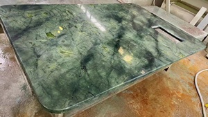 Bán buôn sang trọng 2cm cổ màu xanh đậm bàn đá cẩm thạch Tops gạch tấm tùy chỉnh hiện đại đá Wizard oz Serpentine hoa loa kèn nước - Product Image 4