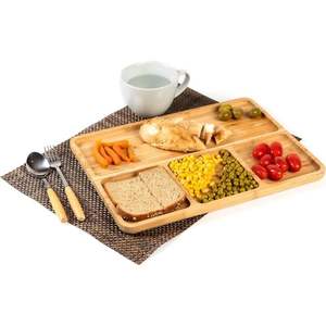 Vietnam Wholesales Spun Bamboo Serving <b>Tray</b> 2 Packs 4 Sections with Rectangle Shaped Tableware Restaurant to Store <b>Food</b> - Product Image 6