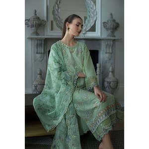 SOBIA NAZIR เสื้อเชิ้ตปักลายหญ้าสำหรับผู้หญิง 3 ชิ้น กางเกงผ้าชีฟองพิมพ์ลายดูปาตตา-BIC-4616 ชุดสูท - Product Image 4