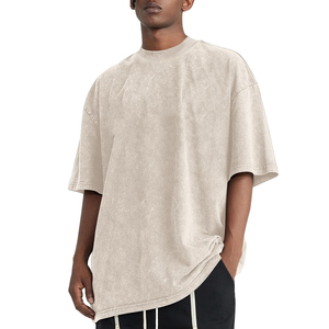 Oversized Loose Fit Man Clothes 100% Cotton Printed Ringer Rib O-neck T-shirt <b>for</b> <b>men</b> Vintage Washed <b>Men's</b> T-Shirts Blank - Product Image 3