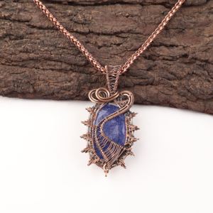 Silver Plated Copper Wire <b>Wrapped</b> Madagascar Sapphire Oval Cut Fashion Pendant Charm For <b>Bridal</b> Anniversary Gift Necklace - Product Image 1