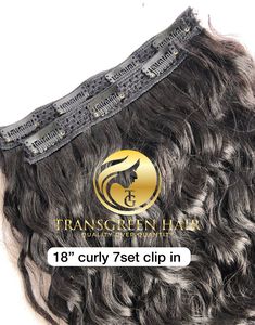 Meilleure vente 18 \ "couleur naturelle Clip-in trame de cheveux 7-Set bouclés vierge cuticule alignée Temple indien humain en gros faisceaux bruts - Product Image 3