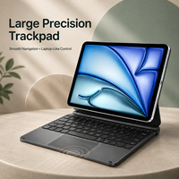 Funda con Teclado Magnético Antisalpicaduras, Marco Metálico Resistente a Derrames, Cierre Seguro, Clickpad, Ahorro de Energía, Protección Reforzada