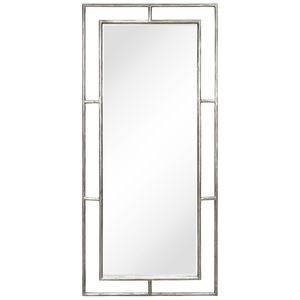 Espejo Moderno con Marco Geométrico Plateado y Diseño Rectangular en Capas para Espacios de Decoración Contemporánea - Product Image 3
