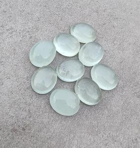 Aguamarina brillante Natural de alta calidad, alto pulido, 10x14mm, parte posterior plana, calibrada, fabricación de piedras preciosas sueltas, pendientes de oro de 18K para mujer - Product Image 2