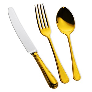 Cubiertos de metal de acero inoxidable, cubiertos de gran calidad, vajilla hecha a mano, juego de cubiertos con acabado chapado en oro - Product Image 6