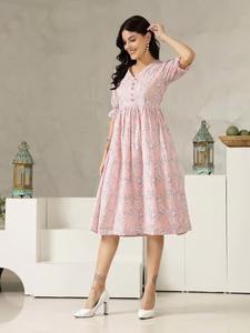 Robe indienne élégante en coton faite à la main, robe de soirée à la mode pour femme, tenue d'été pour mariée, cadeau personnalisé, robe en solde - Product Image 4