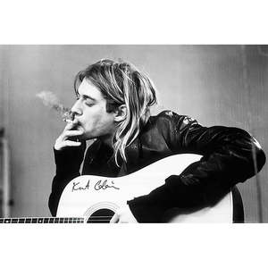 Modern Style Nirvana <b>Poster</b> Kurt Cobain Smoking and Guitar Made of Paper for Wall Usage - Product Image 1