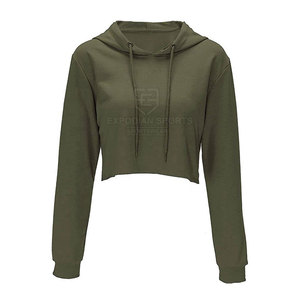 Design Your Own Customized Women Crop <b>Top</b> Hoodies <b>Winter</b> 100% Cotton Front Logo Position Eco-Friendly & Breathable - Product Image 1