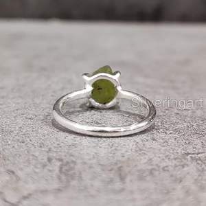 Bague pour femme en argent sterling 925, pierre précieuse péridot naturel, pierre de naissance d'août, bande à griffes, bijoux faits à la main pour Noël - Product Image 6