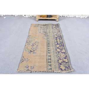พรมขนาด 2x3.5 ฟุต, พรมวินเทจ, พรมขนสัตว์ลายดอกไม้สีเบจสไตล์ตุรกี - Product Image 1