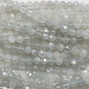 Perles facettées en pierre de lune naturelle authentique blanc-gris, brin de 15,5 pouces, tailles 3mm et 4mm, pierre de naissance de juin, Mehrajuddin Gems MG-NU182 Troisième - Product Image 1
